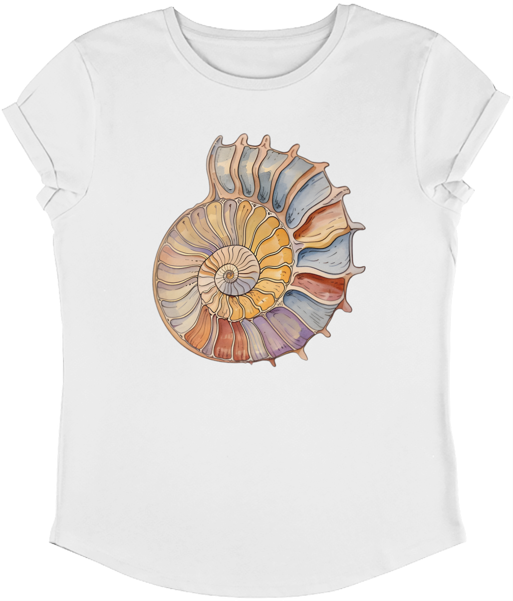 Ammonite drawing Women's Rolled sleeve T-shirt