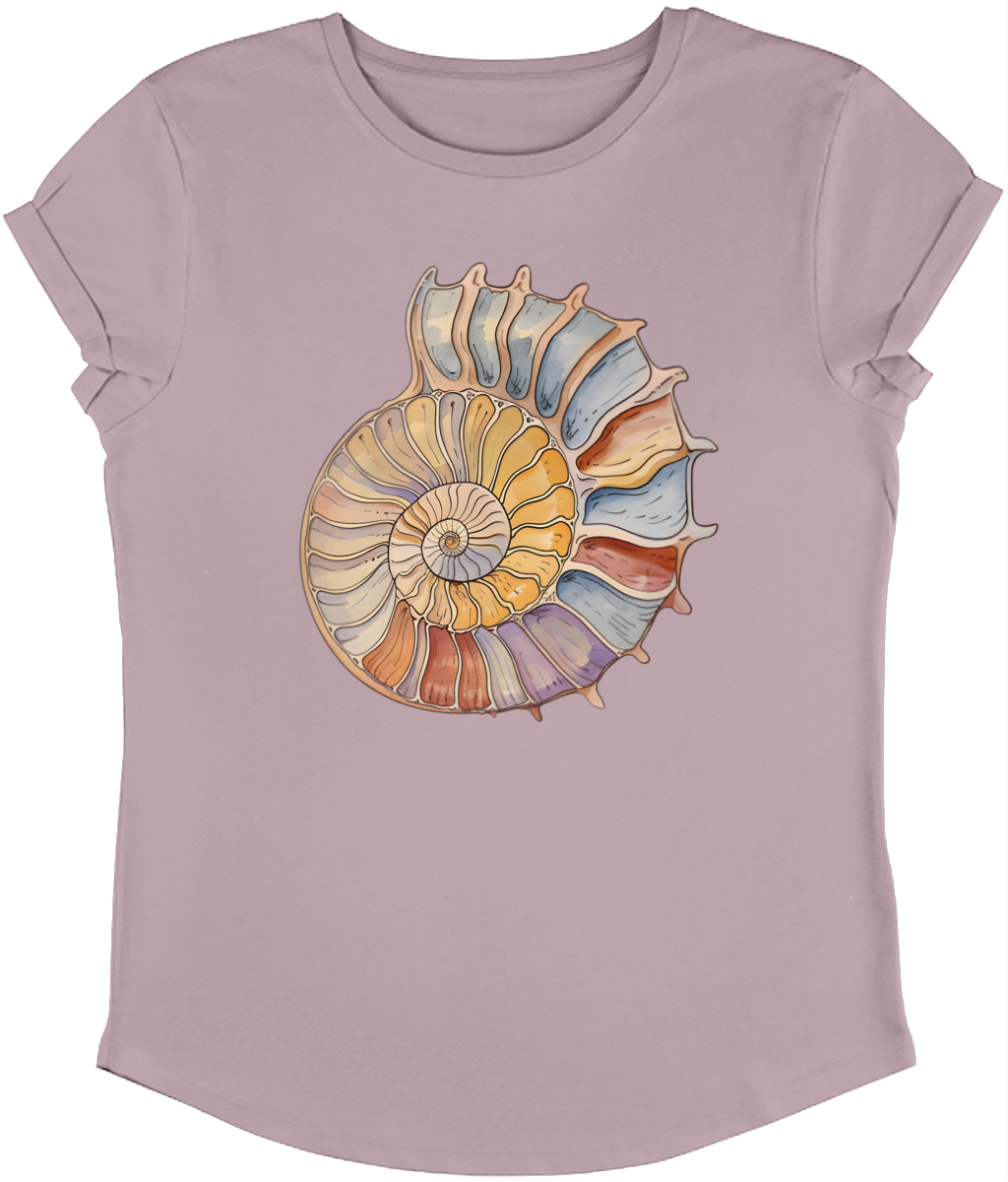 Ammonite drawing Women's Rolled sleeve T-shirt