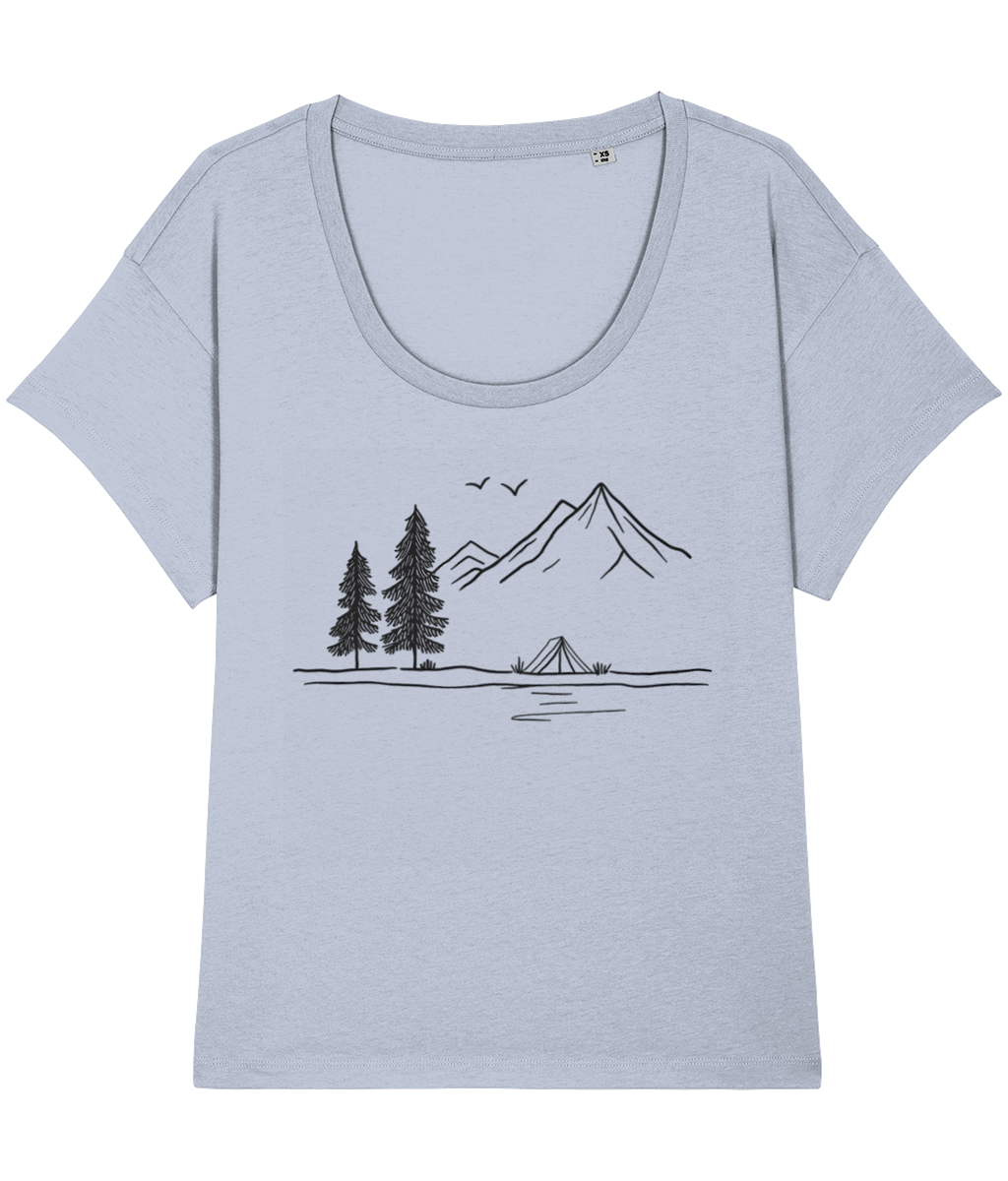 Line art camping Women's T-Shirt