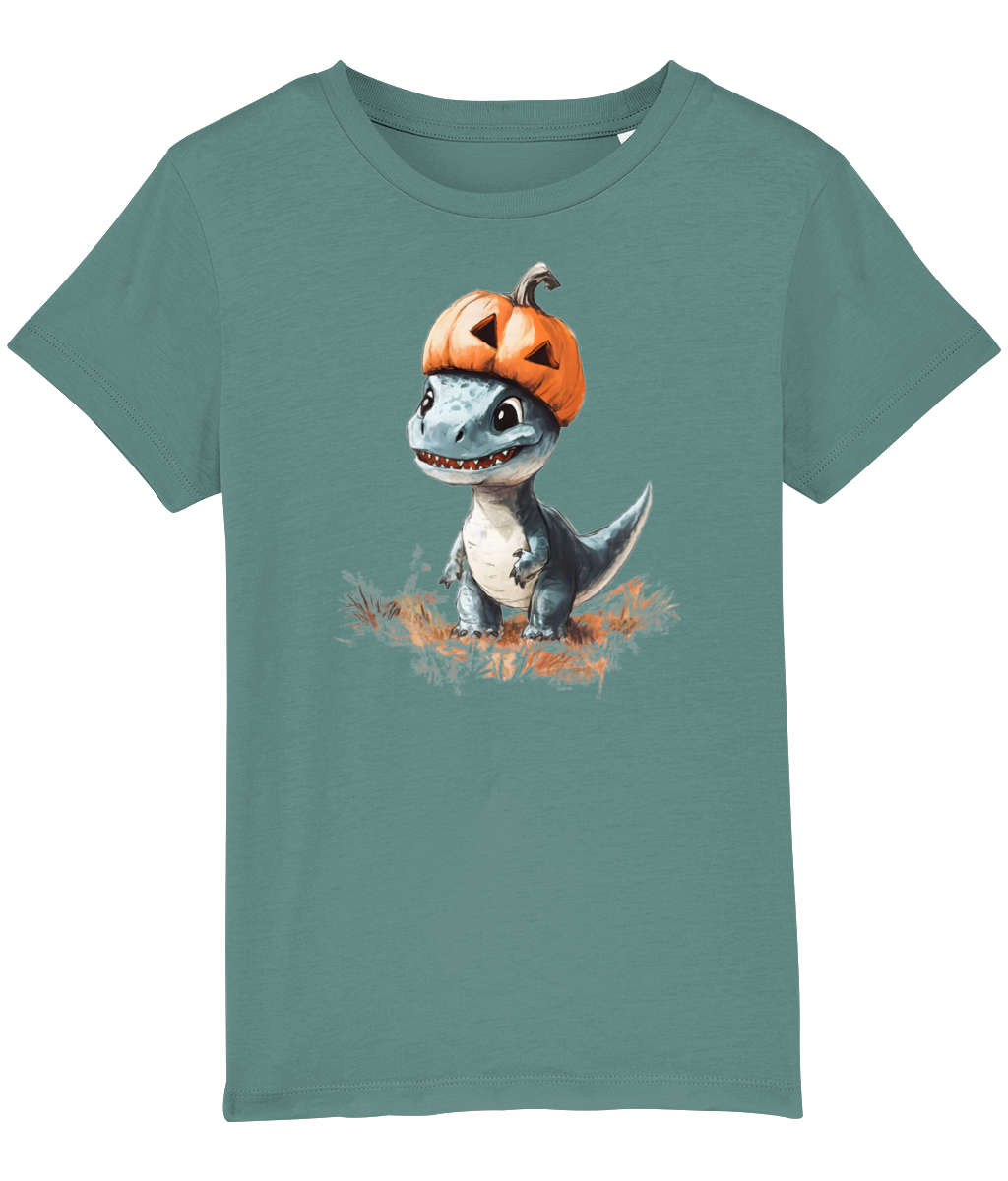 Dinosaur pumpkin helmet Kids T-shirt