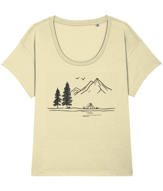 Line art camping Women's T-Shirt