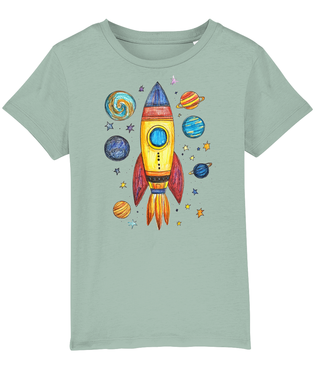 Rocketship pencil drawing Kids' T-shirt