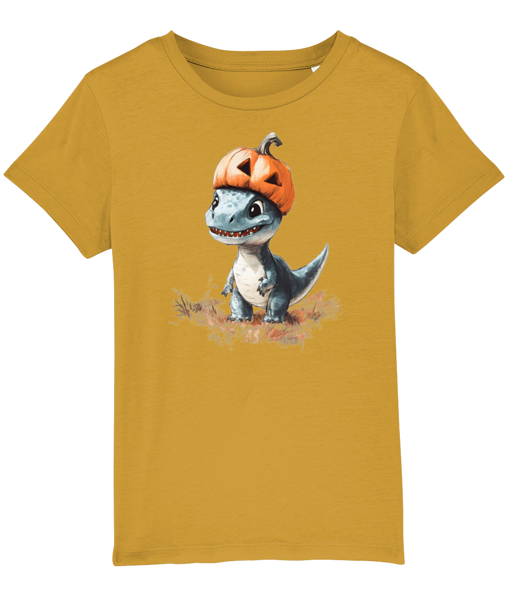 Dinosaur pumpkin helmet Kids T-shirt