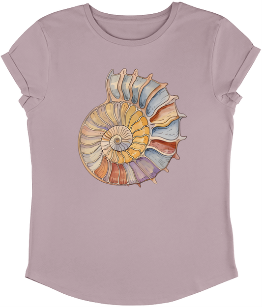 Ammonite drawing Women's Rolled sleeve T-shirt